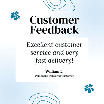 Customer testimonial about excellent customer service and very fast delivery
