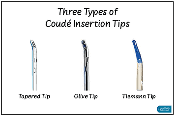 Coude catheter tips - tapered, olive, Tiemann